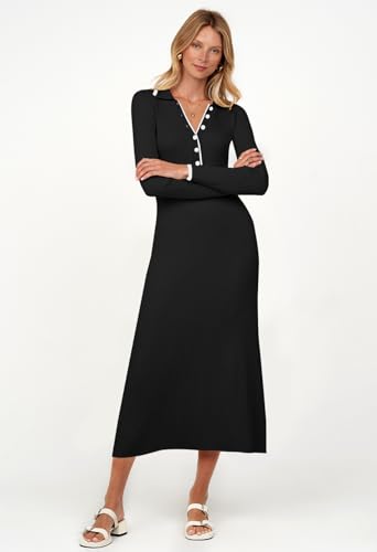 Women's V-Neck Maxi Dress for Fall