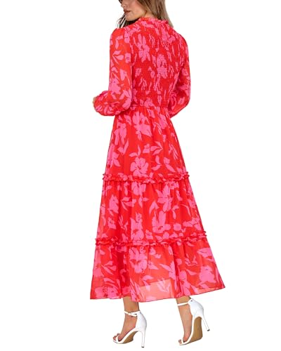 NOLLSOM Women's 2025 Spring Floral Boho Maxi Dress Casual Long Sleeve A-Line