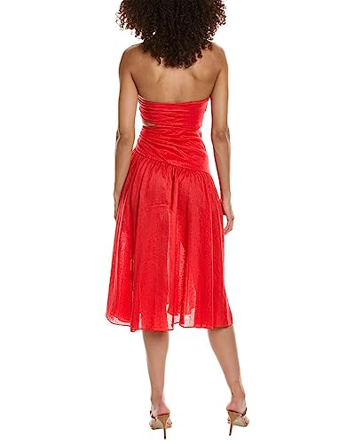 Women's Red Cutout Linen Midi Dress by Zimmermann