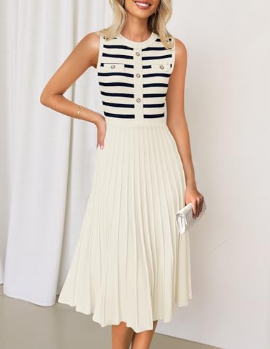 Women's Summer Striped Midi Dress for Casual Wear