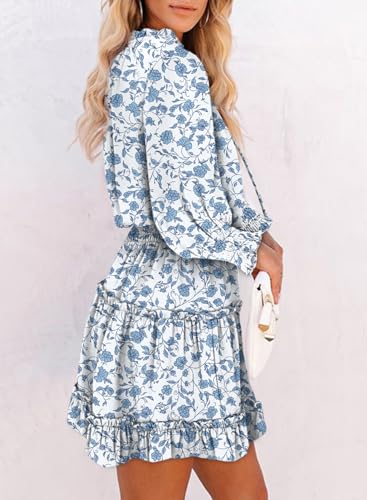 Dokotoo 2025 Boho Floral V-Neck Tiered Chiffon Mini Dress