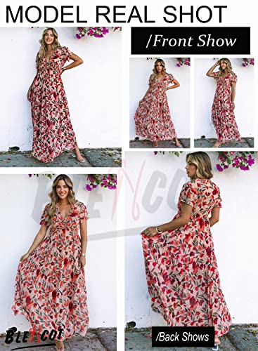 Women's Boho Floral V-Neck Maxi Dress