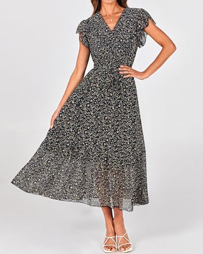 Bohemian Floral V-Neck Ruffle Sun Dress