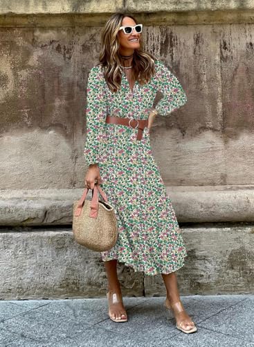 Women's Casual Button Front Midi Dress by LOLONG